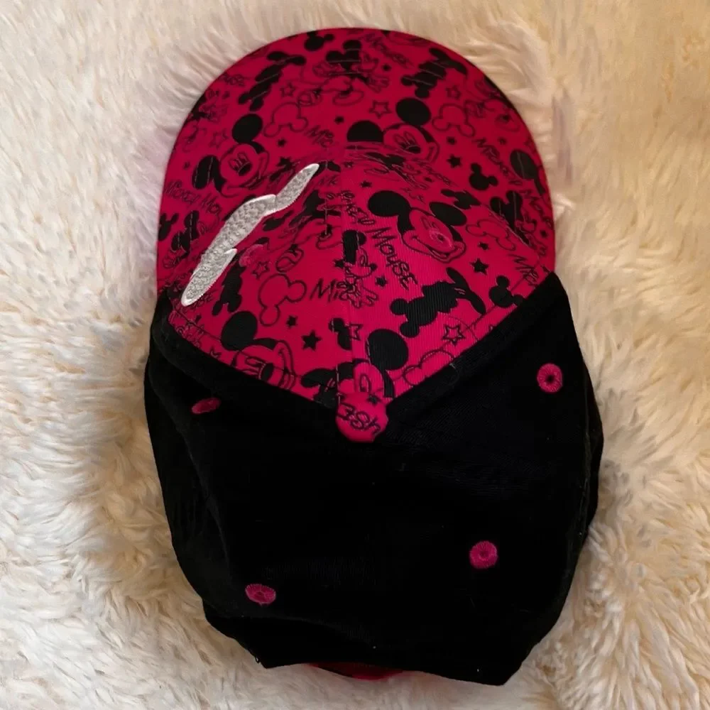 Disney Parks Bling Mickey Mouse Hat Hot Pink Black Youth Adjustable Lightweight
